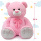 Tezituor Giant Pink Teddy Bear 5 Feet, Soft 59' Big Bear Stuffed Animal Life Size Plush Bear Toy Valentine'S Christmas Birthday Gift For Girlfriend Kids