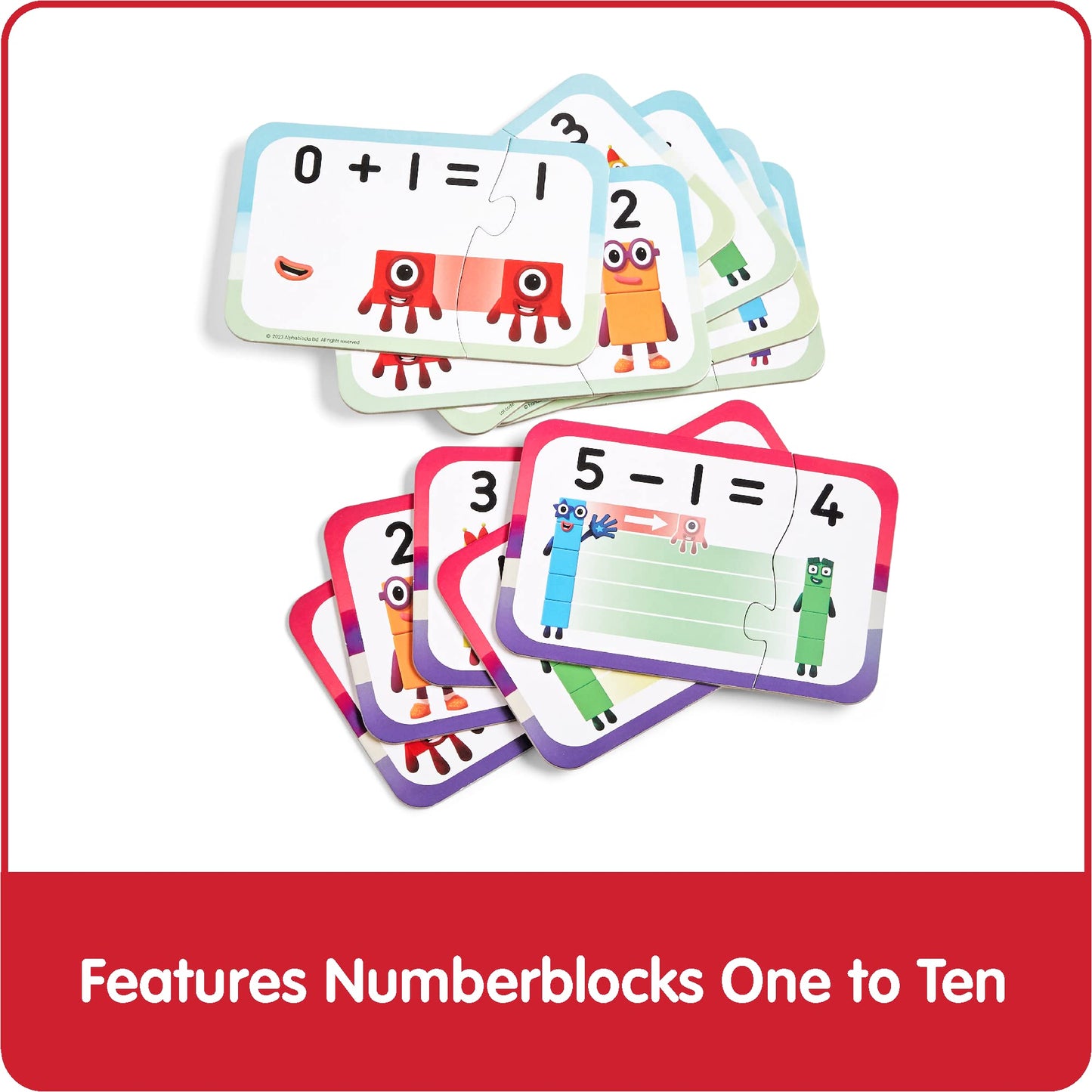 hand2mind Numberblocks Puzzle Set - 20 Pieces, Addition & Subtraction Games, Multi-Color, Cardboard, Model 95402