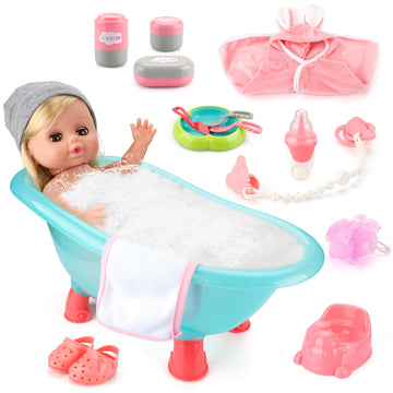 Sukipin Baby Doll Bath Set, Bathtub Baby Doll Playset For Todders, For 3 4 5 Year Old Girls, Party Favors Toys Stocking Stuffers