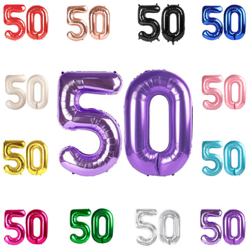 50 Balloon Number, Purple Number 50Th Birthday Balloons 40 Inch, 50 Years Old Purple Birthday Decorations For Men Women, 50Th An