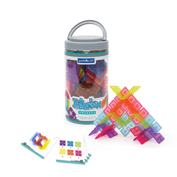 Guidecraft Interlox Squares - 96 Piece Set Interlocking Construction Toy, Creative Building - Educational Stem Construction Toy