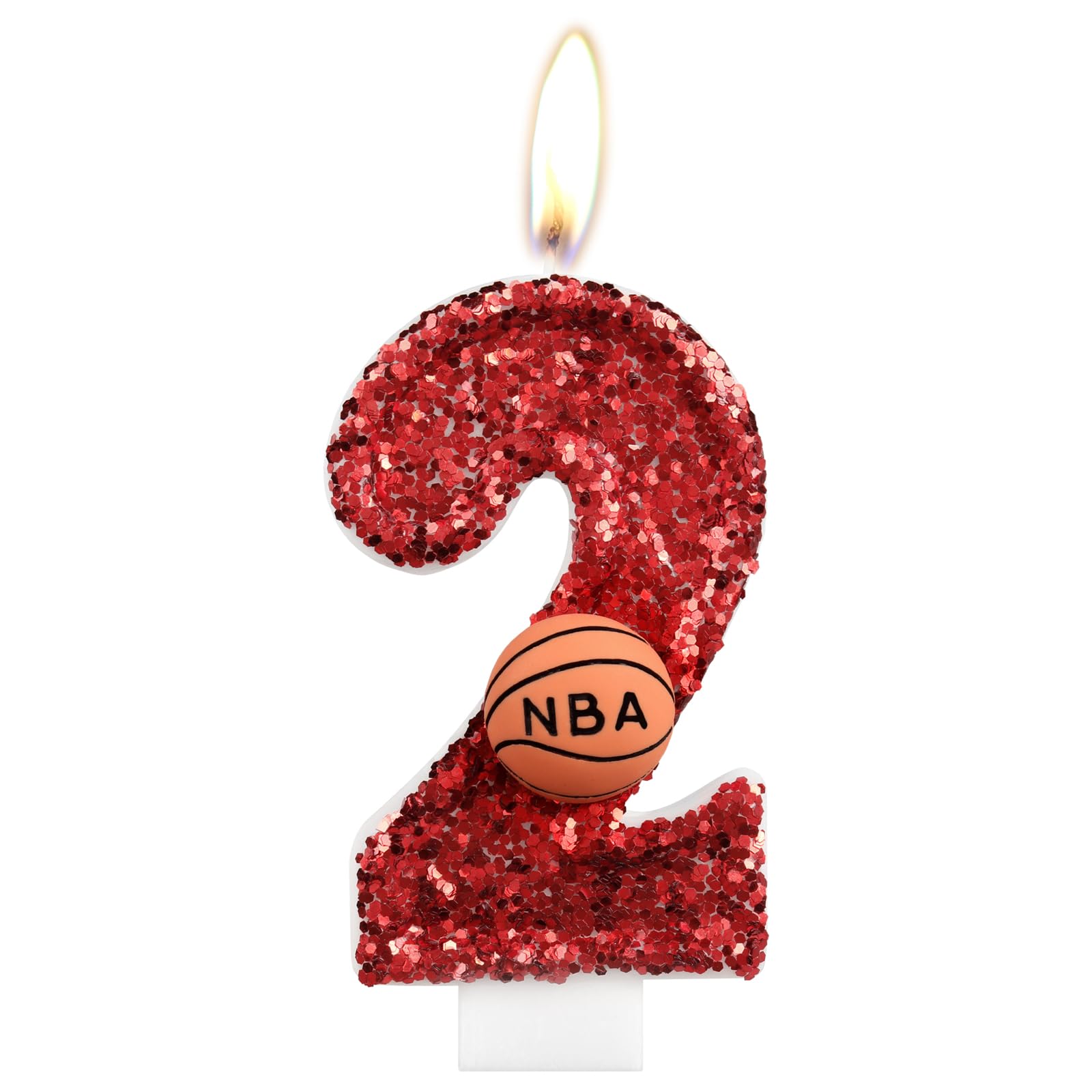 iNINGER Birthday Candle Number 2 Red NBA Birthday Cake Candle with Red Basketball Birthday Candle 2nd,Birthday Party Kids Adults