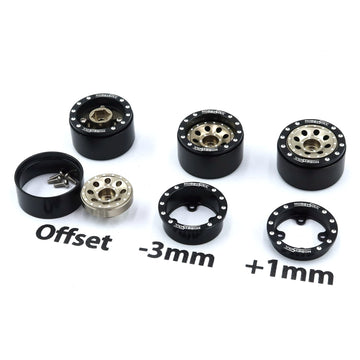 HOBBYSOUL RC 64 * 25mm 1.0 Mud Slingers Tires Soft Sticky Tyres & Heavy 1.0 beadlock Wheels Adjustable Offset Rims for RC Rock C
