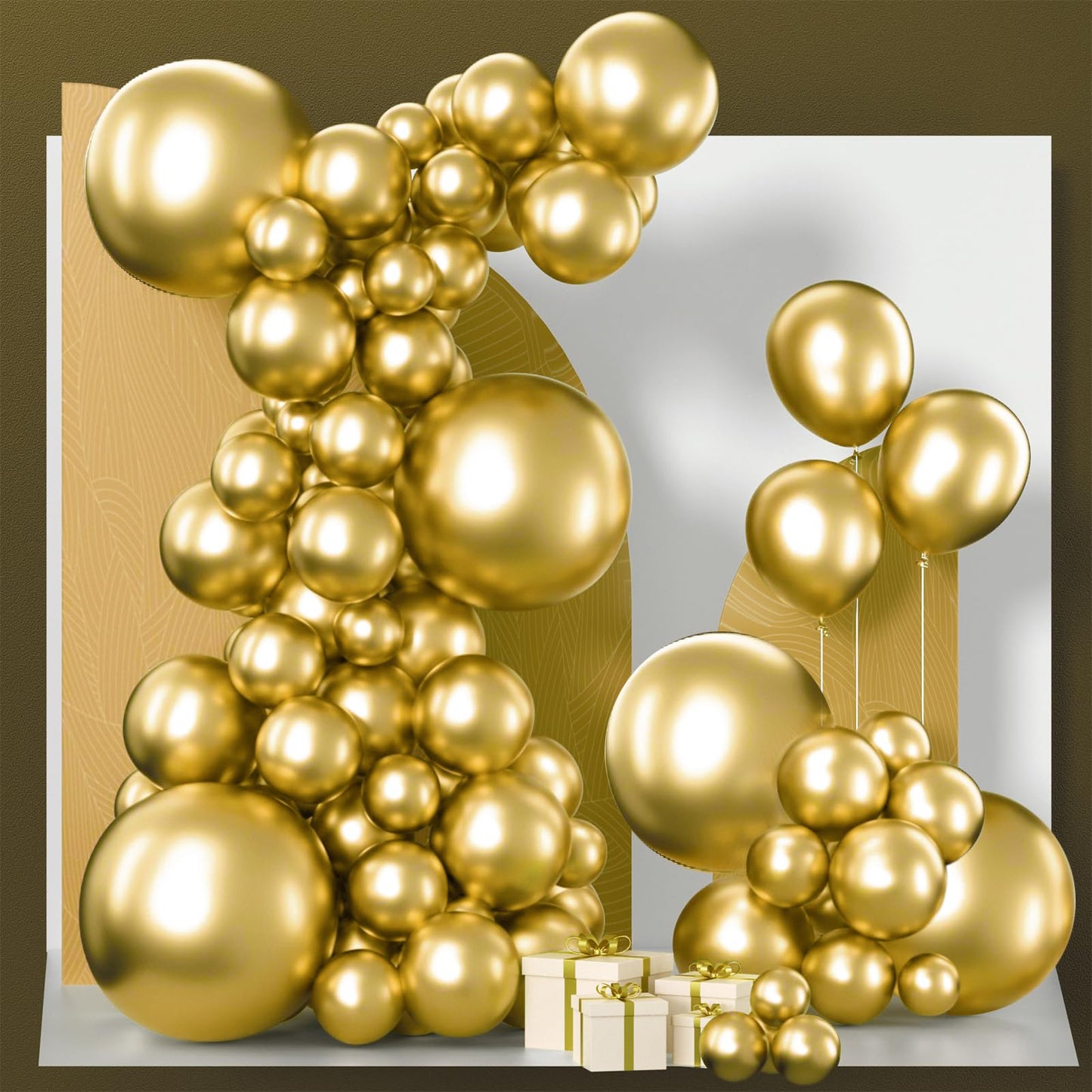 Partywoo Metallic Gold Balloons, 140 Pcs Gold Metallic Balloons Different Sizes Pack Of 18 Inch 12 Inch 10 Inch 5 Inch Gold Balloons For Balloon Garland Or Balloon Arch As Party Decorations, Gold-G101