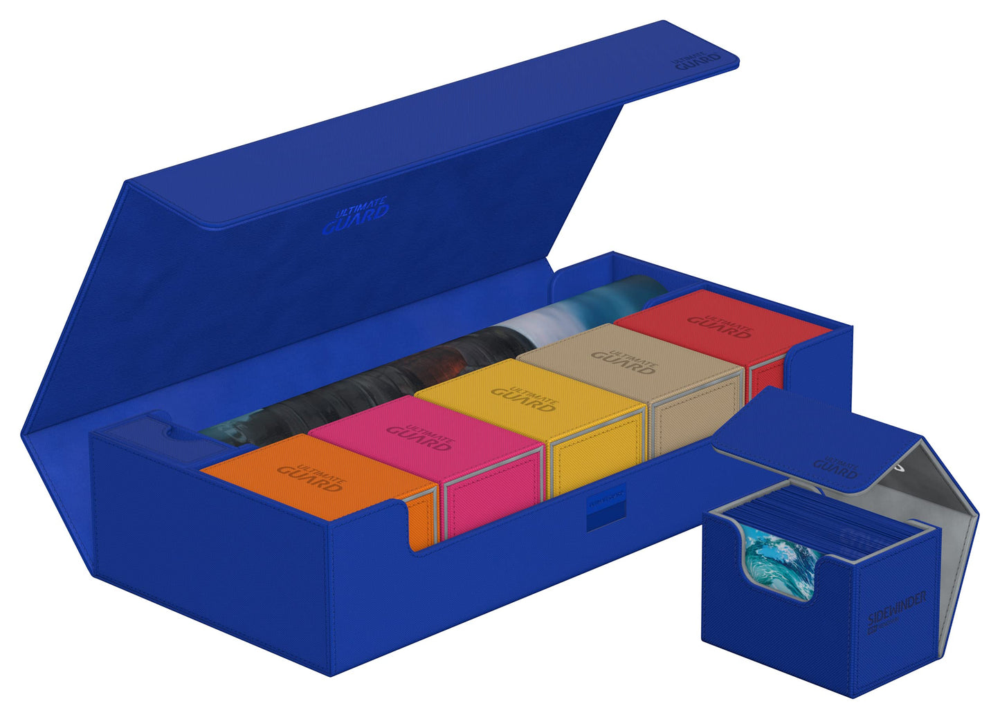 Ultimate Guard Superhive 550+, Deck Case For 550 Double-Sleeved Tcg Cards, Blue, Compatible With Boulders, Magnetic Closure & Microfiber Inner Lining