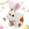 Easfan Easter Rabbit Grey Plush Toy Jumping Spotted Rabbit Talking Hopping Ears Nose Moving Educational Plush Singing Shaking Gl