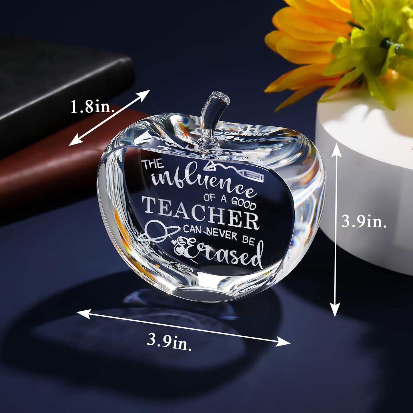 Movdyka Teacher Appreciation Gifts For Women Men Crystal Apple Retirement Gifts For Teacher, Engraed Last Day Or End Of School Year Gifts For Teache, Cool Teacher Present For Christmas Birthday