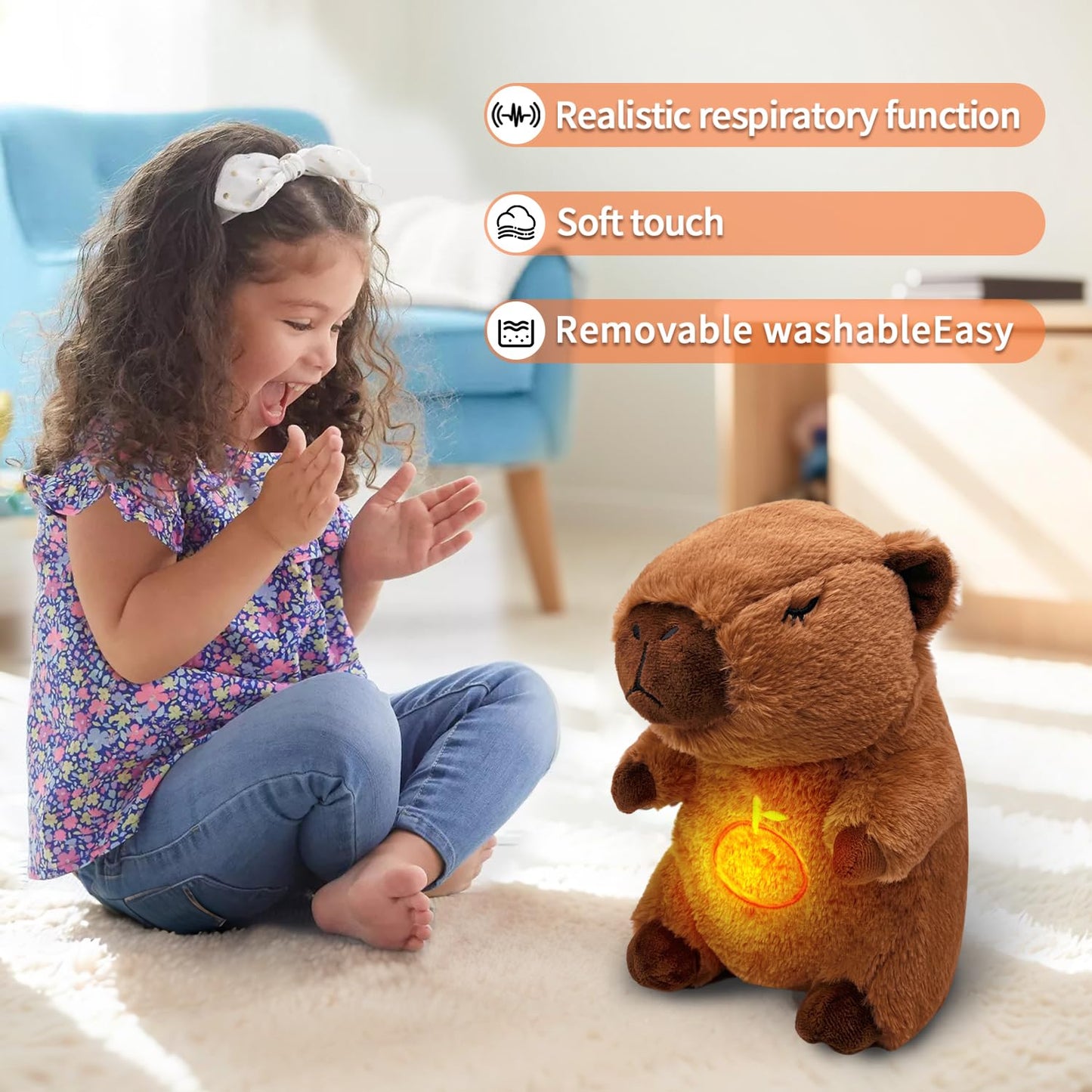 Nxnynz Capybara Breathing Stuffed Animal, Anxiety Relief Capybara Sleeping Plush With Realistic Breathing Motion And Soothing Mu