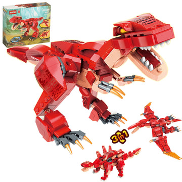 Hsanhe Stem 3 In1 Dinosaurs Building Kits 287Pcs, Toys For Kids Age 6-10 Year Old, Educational Building Sets Best Gifts For Boy 6-10 (Red)