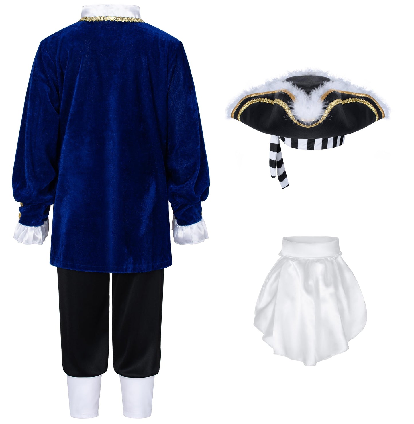 Colonial Costume For Kids America 18Th Patriot General Captain For Boys Halloween Cosplay 9-11 Years Blue