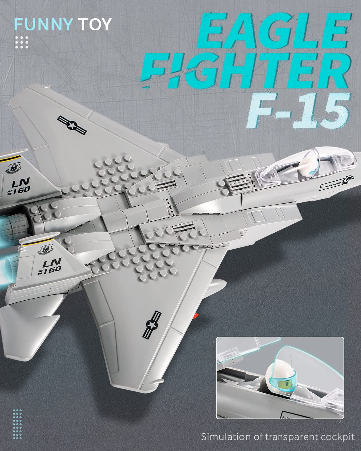 dOvOb F-15 Eagle Fighter Jet Building Blocks Set, 270 Pieces, Plastic, Assorted Colors - Military Plane Toy for Kids & Adults