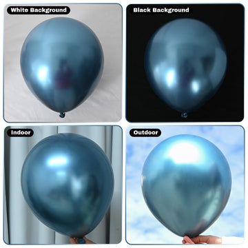 Jobkoo Blue Metallic Balloons, 50Pcs 10Inch Chrome Blue Balloons Metallic Blue Party Balloons Dark Peacock Blue Chrome Helium La