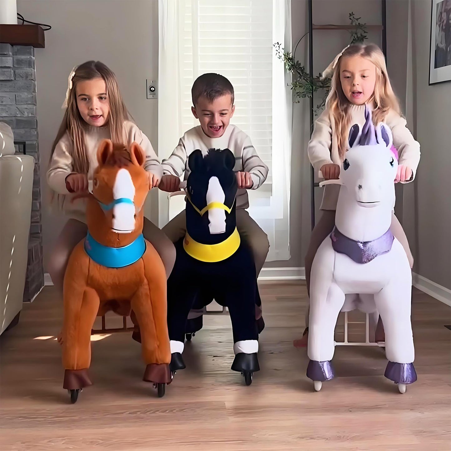 Ponycycle Kids Horse Ride On Toys Plush Interactive Riding Horse Essential Model E For Toddlers 3-5 Walking Rocking Horse, No Electricity, Giddy Up Riding Gifts Toys Brown E337
