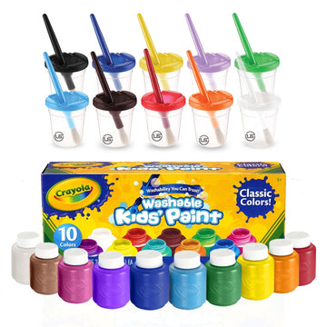 The Mega Deals Kids Painting Set, Washable Paint for Kids with Paint Cups and Toddler Paintbrushes, Non Toxic Washable Finger Pa