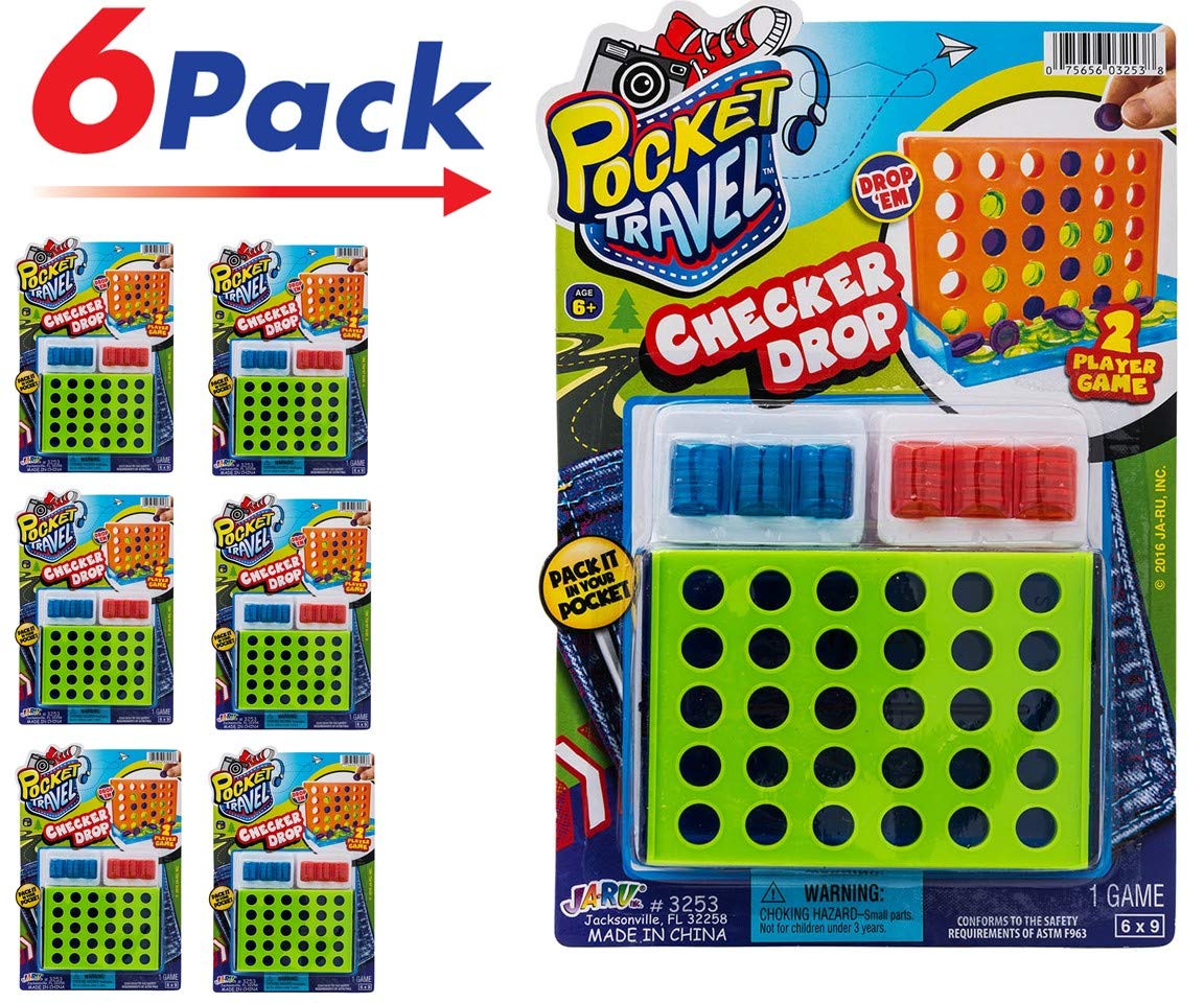 JA-RU Portable Tic Tac Toe Classic Mini Board Games (6 Pack) Pocket Size Travel Toys for Kids. Car & Airplane Activities. Bulk P