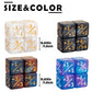 ORUNI 48 PCS Magic The Gathering Dice Set - 16mm Starry Marble D6, Black&White & Brown&Pink, MTG Counter Tokens for Card Games