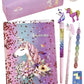 Le Delite Unicorn Stationary Combo Water Glitter Diary School Stationary Supply Set Gift Girls Kids/Notebook With Glitter Unicor