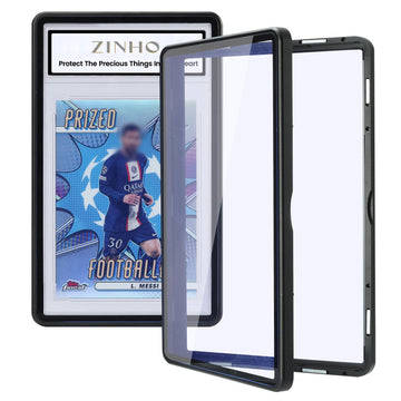 Zinho Graded Card Case Magnetic Aluminum Alloy Slab Protector Display Case Fits 35Pt Psa/Cgc/Csg Cards, Uv Protection (Black)