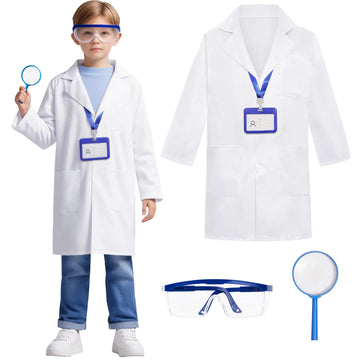 Gortykor Doctor Scientist Costume For Kids Lab Coat For Boys Girls Career Day Cosplay Dress Up (4-5 Years)