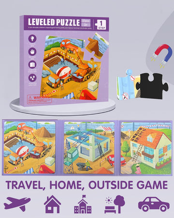 Magnetic Puzzles for Toddlers, 37 Pieces Travel Puzzles Game Magnetic Jigsaw Puzzle Magnet Puzzle Book for Kids Car Traffic Acti