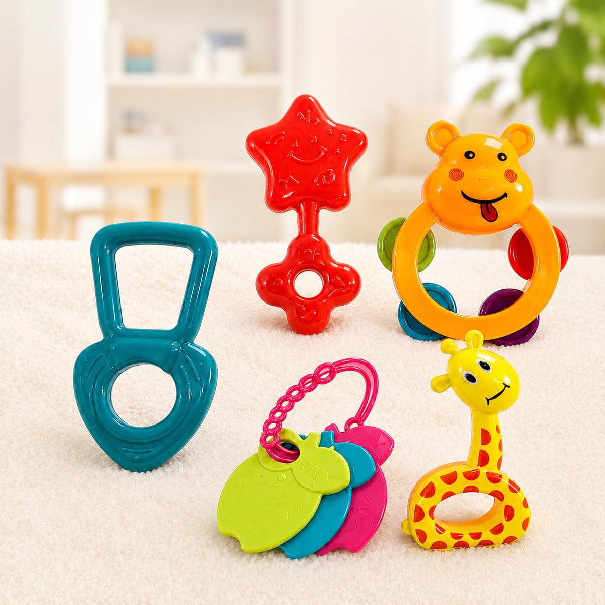 Toyndia Baby Rattle & Teether Toys Set For Newborn 012 Months, BpaFree NonToxic Infant Rattles, Sensory Development & Graspin