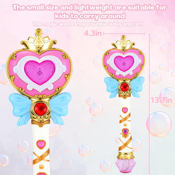 Princess Automatic Bubble Wand Solution for Toddler Kid Toy Age 1 2 3 4 5 6 7 8 1yr Year Old Little Girl Gift Blower Machine Out