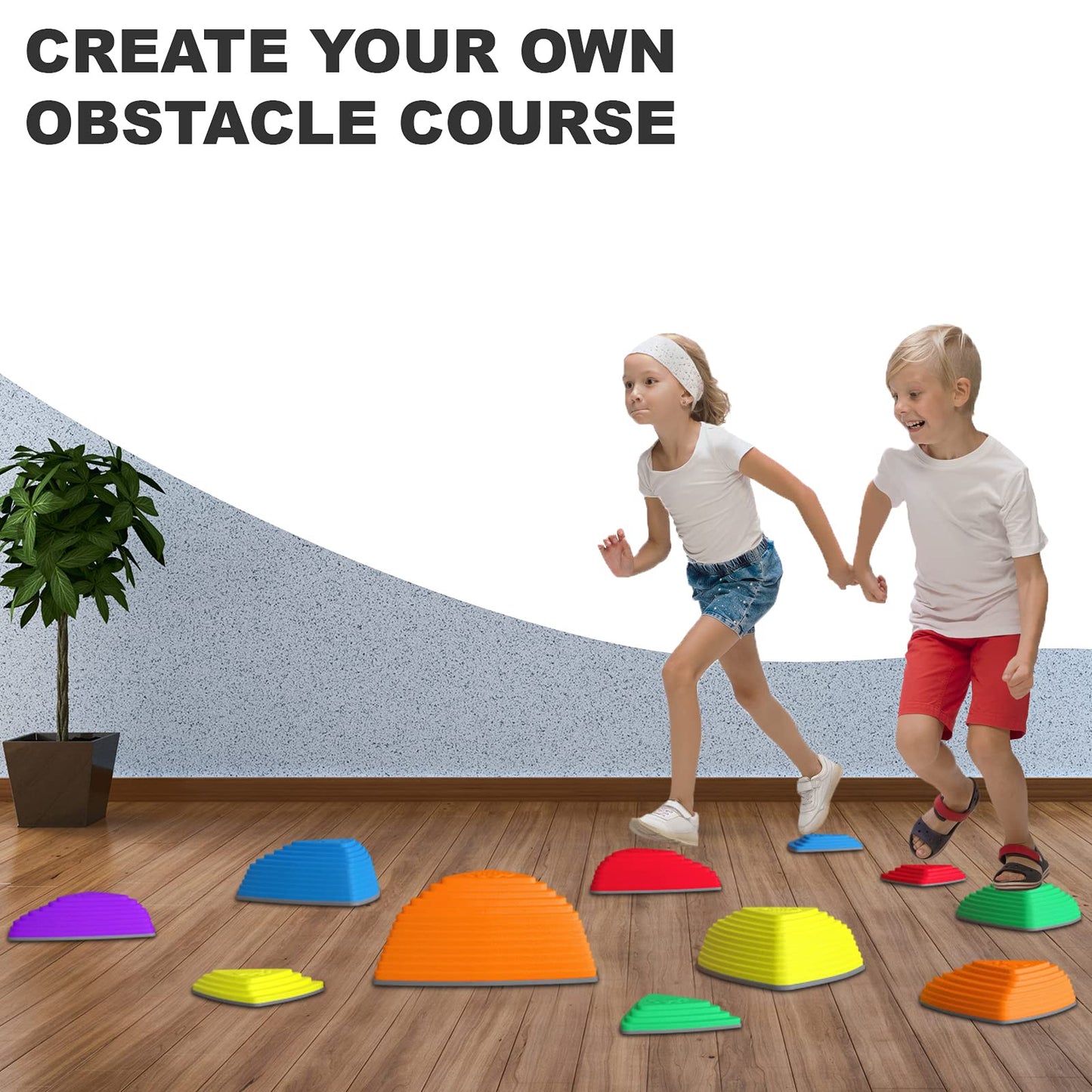 Stepping Stones for Kids Indoor & Outdoor Activity Slip-resistant help to Improve Coordination, Strength and Balance 11 pieces