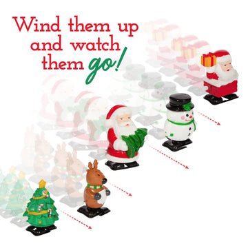 Prextex Christmas Wind Up Stocking Stuffers - Santas And Snowmen Wind Up Stocking Stuffers - Christmas Toys - 2 Santas, 1 Snowman, And 1 Reindeer.