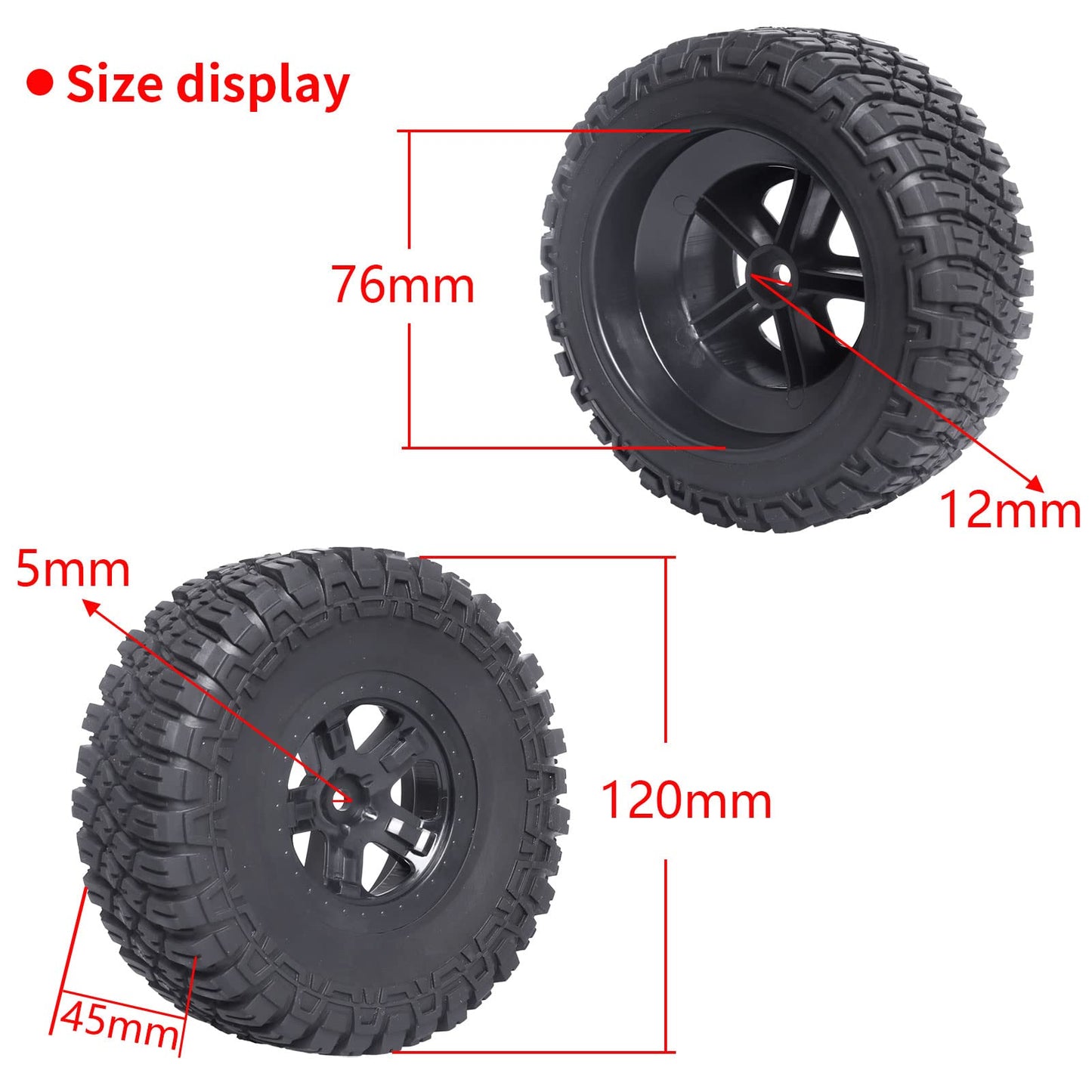 CrazyHobby RC Short Course Truck Wheels and Tires with Foam Inserts for 1/10 Traxxas Slash 4X4 BL-2S 2WD Losi Tenacity TT Baja R