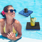 Newtay 4 Pcs Foam Floating Drink Holder For Pool 9.5 Inch Blue And Black Refreshment Table Tray Portable Tumbler Pool Bar Access