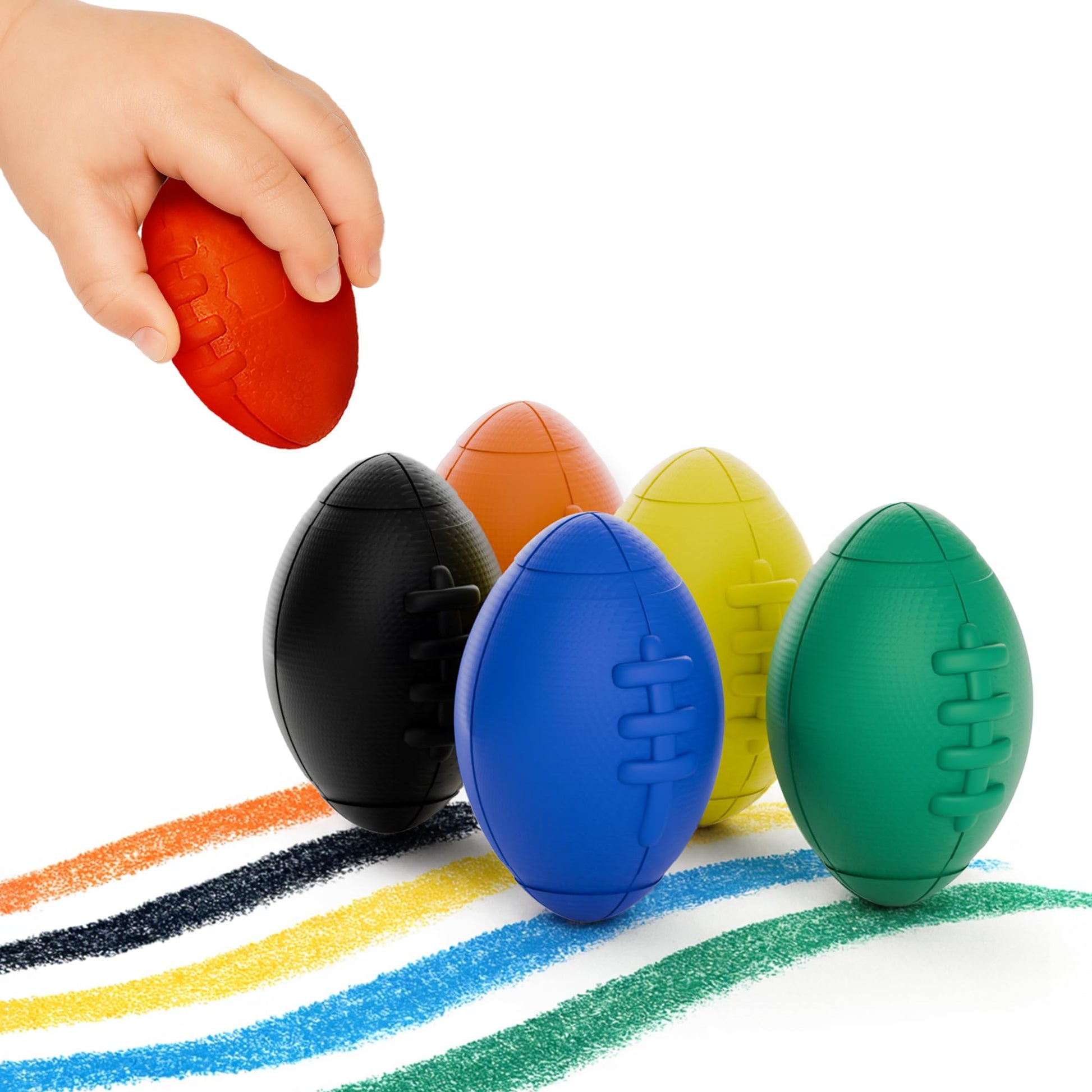 Jumbo Crayons, Football Big Crayons for Toddlers and Babies, 6 Colors, Unbreakable, Non-Toxic, Easy Grip for Small Hands, No Mes