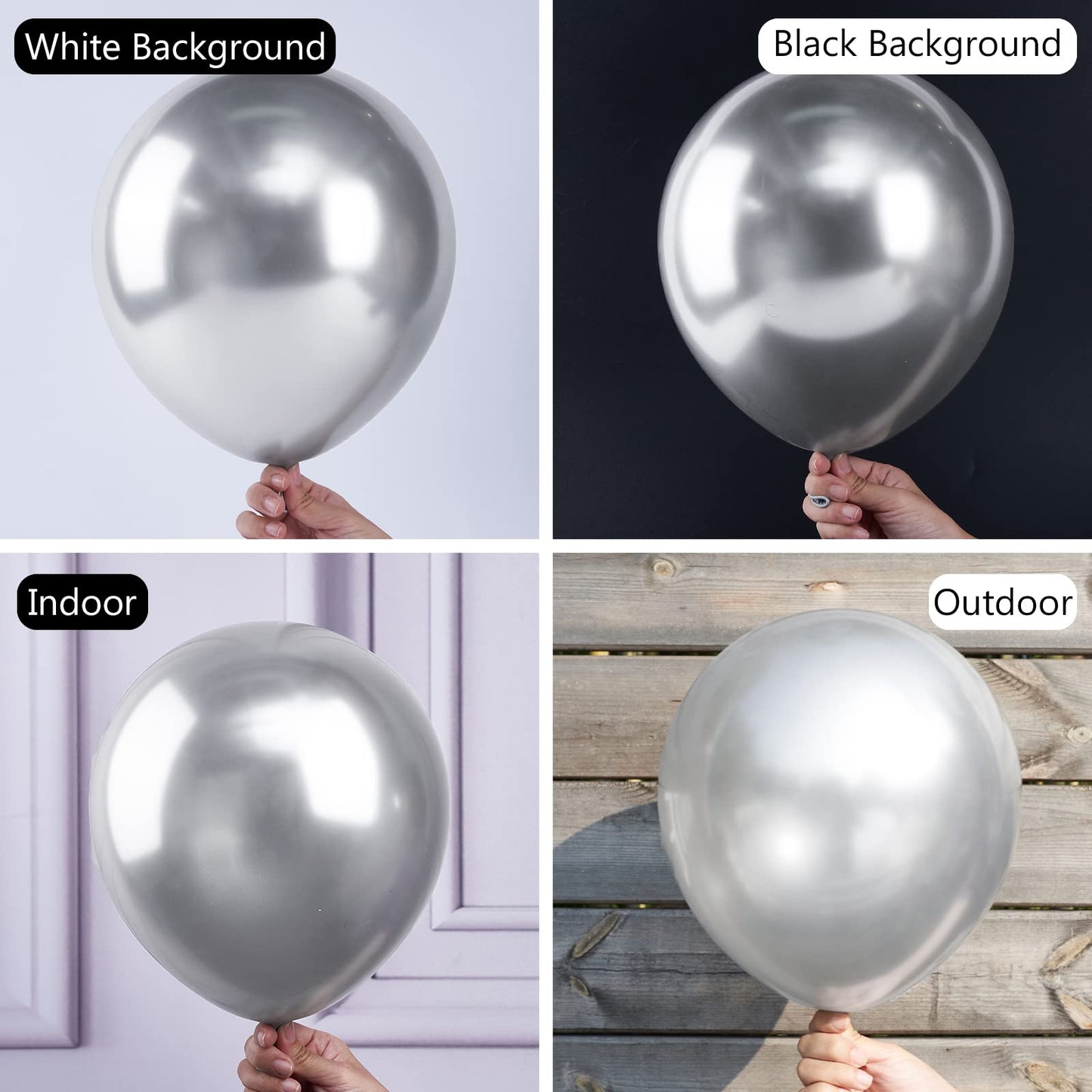 PartyWoo Metallic Silver Balloons - 140 pcs Pack in 18", 12", 10", 5" Sizes, Rubber Material, Perfect for Party Decorations, Silver-G102