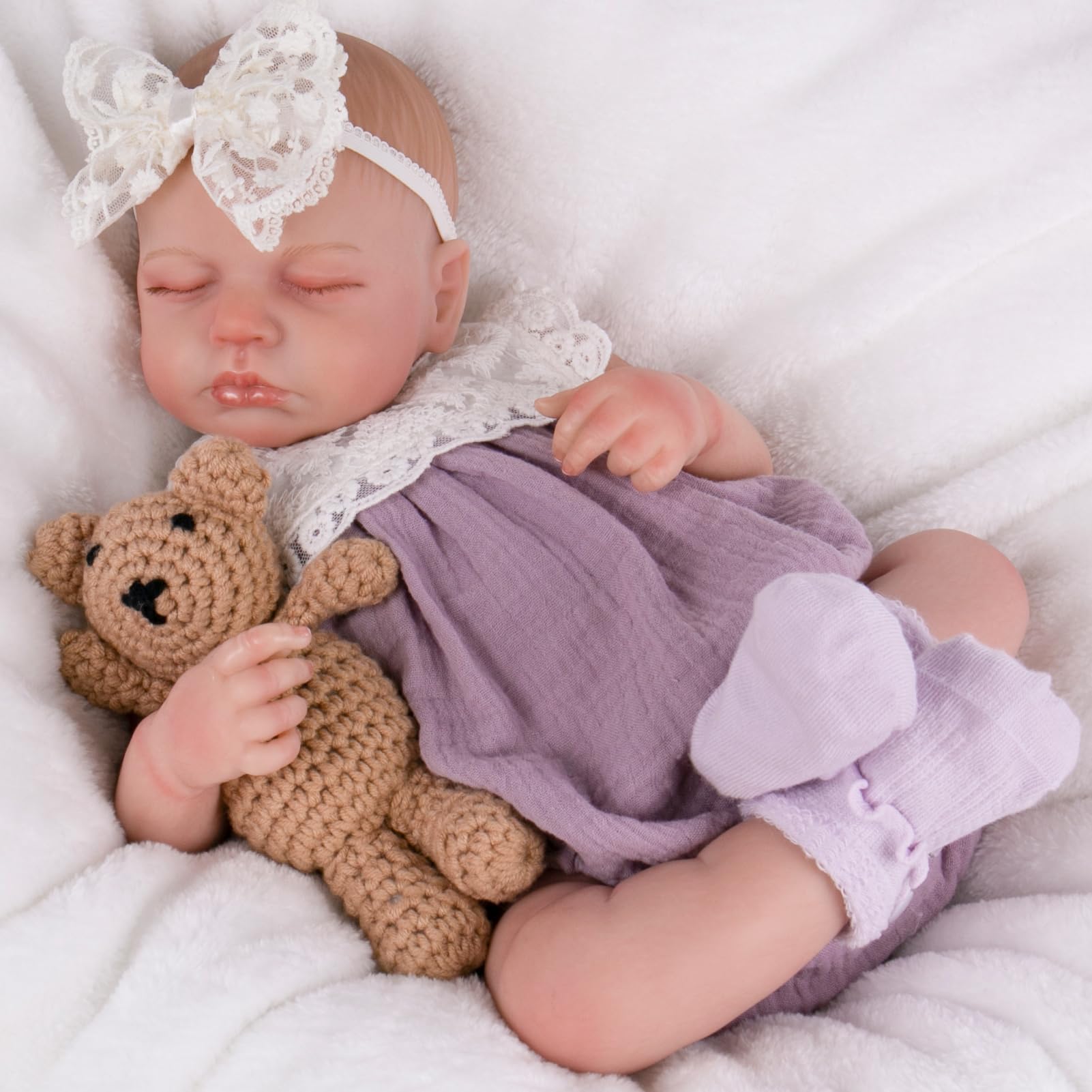 Aori Lifelike Reborn Dolls - 20 Inch Realistic Sleeping Newborn Baby Girl With Poseable Limbs And Feeding Set