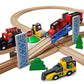 Wooden Train Track Accessories Wooden Crane Toy Set with Train Cars for 3 4 5 Year Old Boys Kids Other Major Wooden Rail Brands