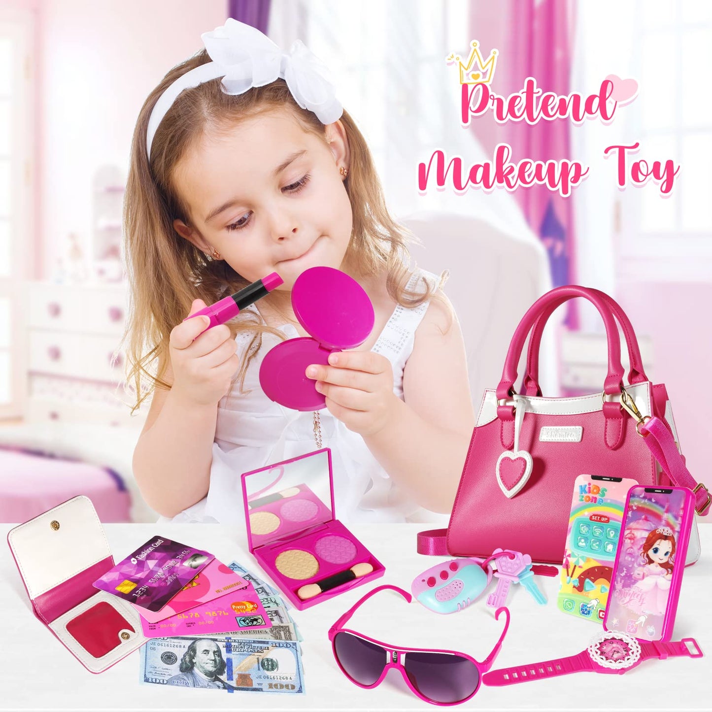 Shemira Play Purse for Girls, Toddler Toy Purse with Accessories, Ages 3-8, Model SH-PURSE2022, Perfect Gift for Little Princesses