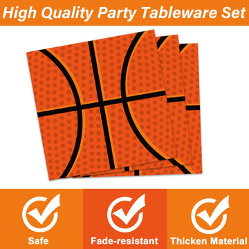 Zoiiwa 200 Pcs Basketball Birthday Tableware Disposable Basketball Plates Napkins Party Supplies Sports Theme Dinnerware Set Basketball Team Baby Shower Party Decoration Serve 50 Guest
