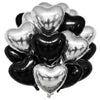 TONIFUL 30Pcs 18 Inch Black Silver Balloons Black Silver Heart Shape Foil Mylar Banners Decoration for Birthday Valentines Day 