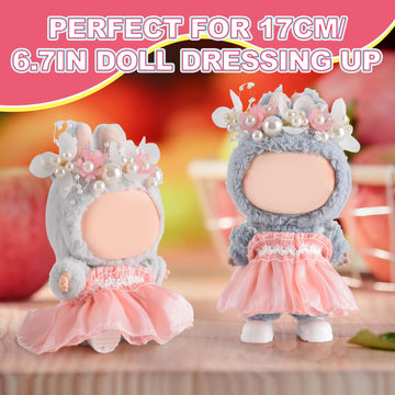 GDLSYLGHY 2025 Version Doll Clothes Set  Beautiful Outfits Suits Optimal for Your 5.9-6.7in Dolls Dressing Up  Bubudoll Clothing Accessories with Random Color Rain Boots(Pink Laces Dress Suit)