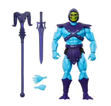 Masters of the Universe Masterverse Skeletor Vintage Collection 18 cm Action Figure with Accessories decorative replica blade and Staff - Blue and Purple