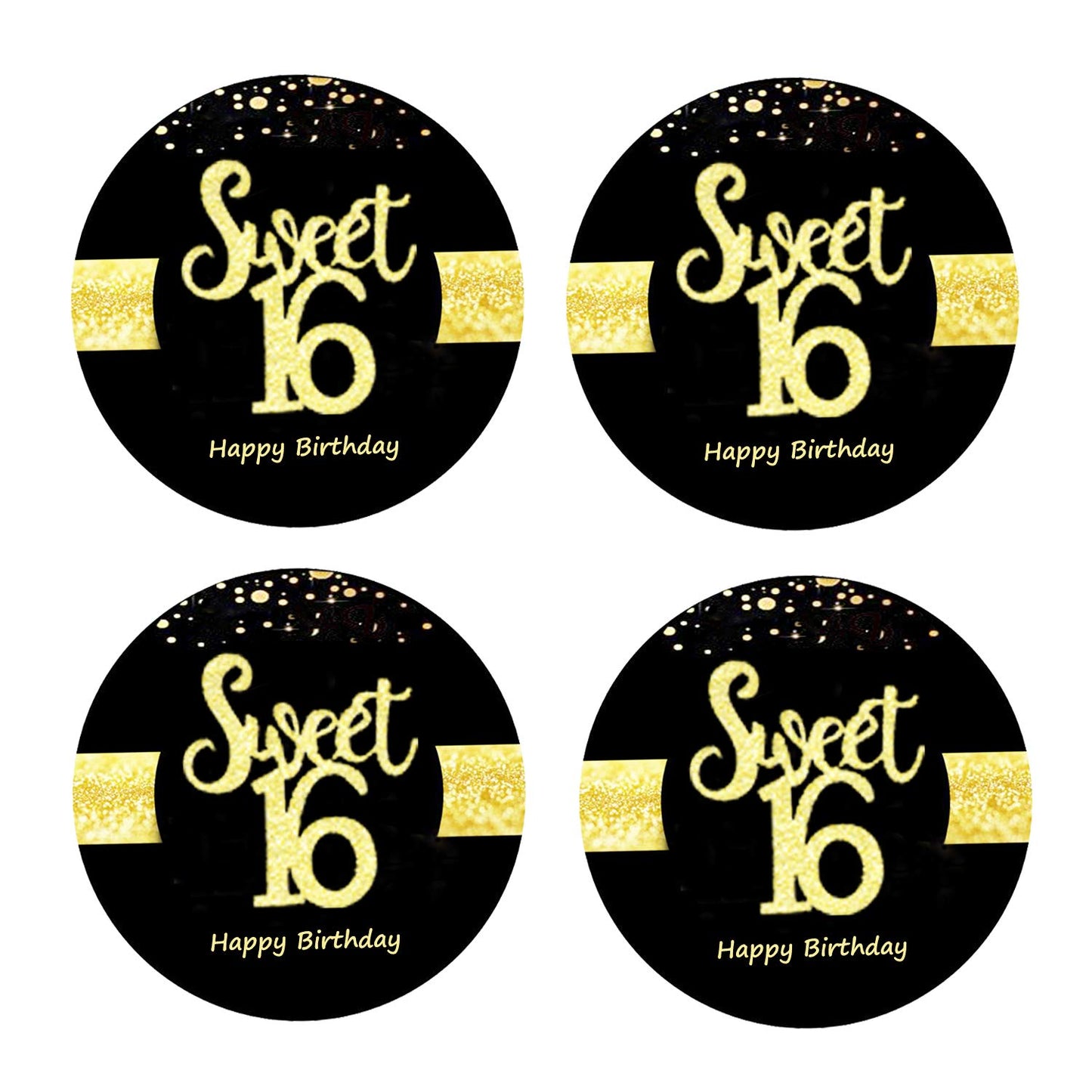 Sumerk 48 Pcs Cheers To 16 Stickers Large Bottle Stickers 16Th Birthday Stickers Card Seals 2 Inches Round Happy Birthday Party