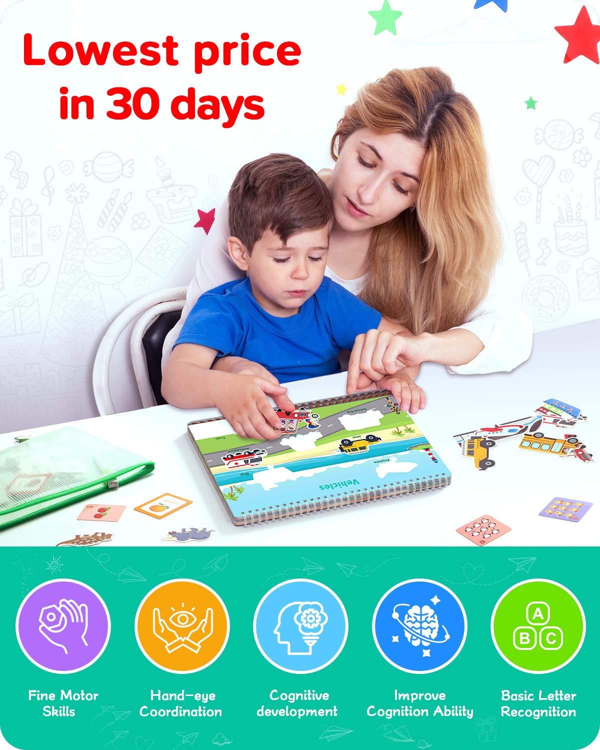 Busy Book for Toddlers,Montessori Preschool Learning Activities,32 Themes Educational Toys for 1-3,Autism Learning Materials Toy