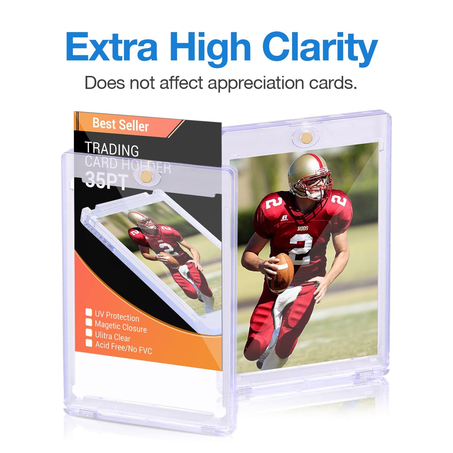 20 Pack - Magnetic Card Holder, 35Pt Magnetic Trading Card Holder, Baseball Card Holder, Hard Acrylic Card Cases, Card Protector For Game Baseball Sports Card, Fit For Standard Card