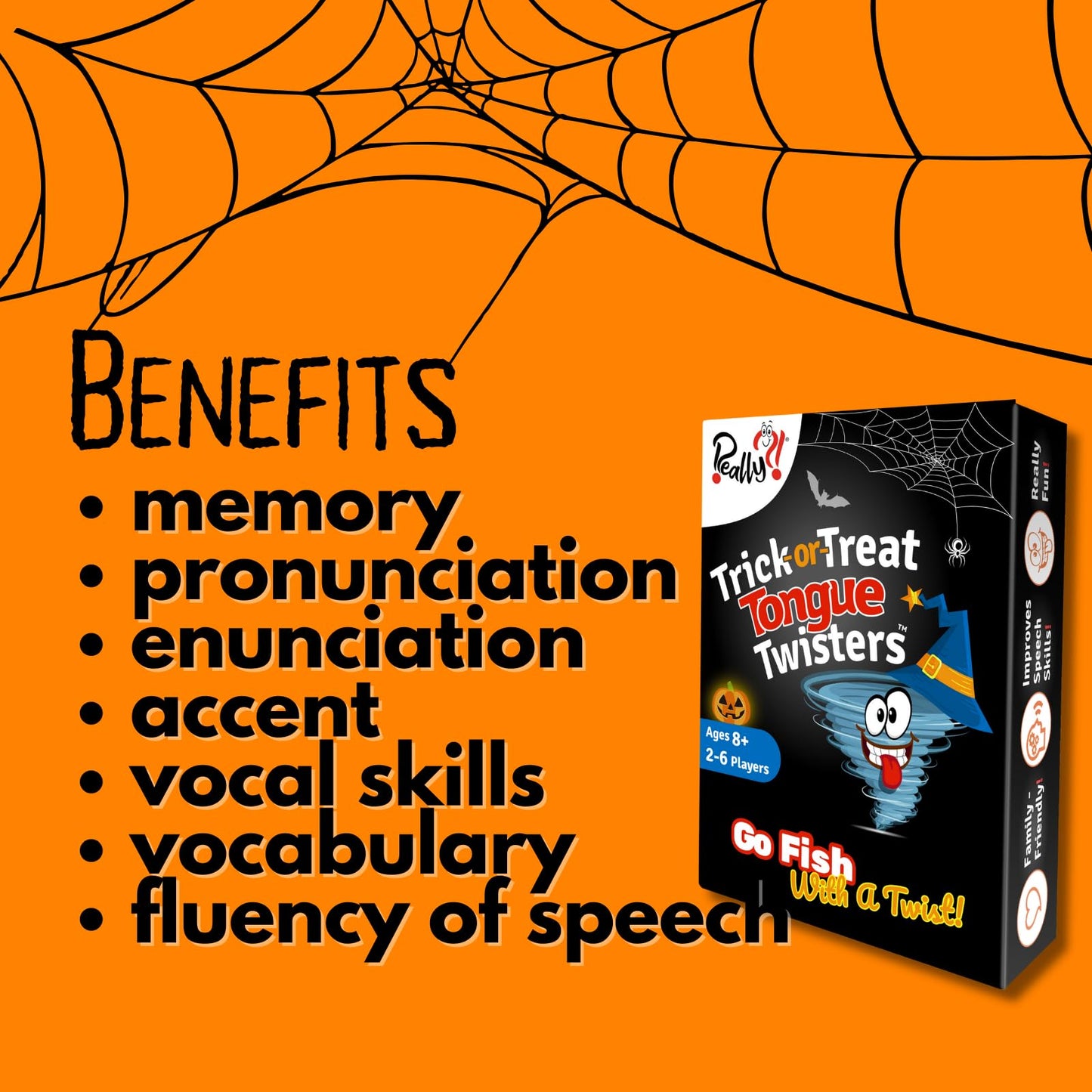 Really?! Trick Or Treat Tongue Twisters Card Game, Halloween Party Games For Kids And Adults, Fun Travel Size, Educational Famil