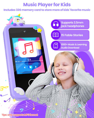 Kids Smart Phone for Girls with Holographic Pyramid, Christmas Birthday Gifts for Age 3-10 Kids Toys Cell Phone, 2.8'' Touchscre