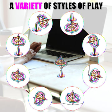 Meekoo 2 Packs Gyroscope Toys Metal Anti Gravity Colorful Precision Top Gyroscope For Christmas Educational Birthday Gifts(Colorful)