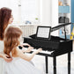 Goplus 30-Key Classical Kids Piano, Mini Grand Piano Wooden Learn-To-Play Musical Instrument Toy With Bench, Piano Lid, Music Rack, Gift For Boys Girls Aged 2+ Baby Tollder (4 Straight Leg-Black)