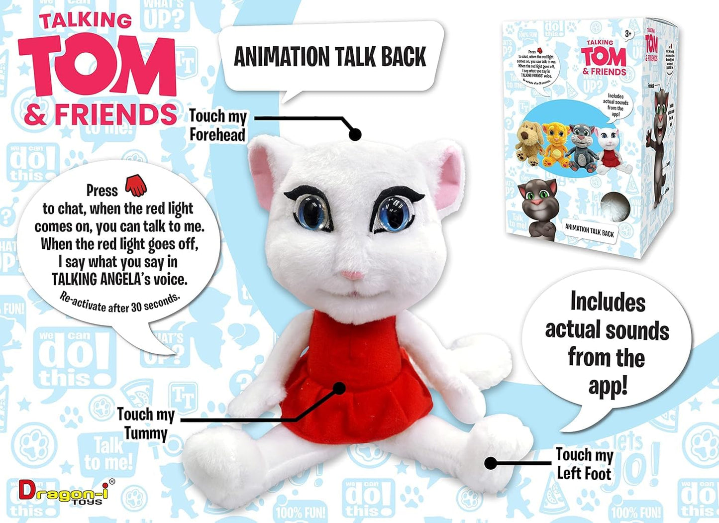 Relsy Talking Friends Talking Angela Animated Interactive Cuddly Plush Toy With Talkback 12 Inches / 30Cm Tall