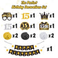 LINgTEER Happy 15th Birthday Swirls Streamers Set - Happy Birthday Banner,cheers to 15th Birthday Fifteen Years Old Bday Party H