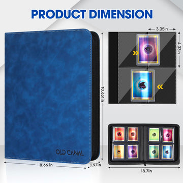 Old Canal Top Loader Binder  4 Pockets Card Binder Holds 112 Top Loaders  enhanced Trading Card Collection Holder  Top Loader Storage Album for TCG  Sports Cards  Sapphire Blue (FOR TOP LOADERS ONLY)