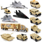 12 Pcs Military Plastic Army Men Vehicles Toy Playset - Includes Stealth Bomber, Tanks, Helicopter, Fighter Jets And More For Kids, Boys